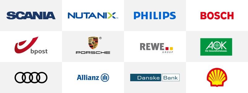 Bosh, Shell, Rewe Group, Allianz, Porsche, Audi, AOK, Nutanix a dalších